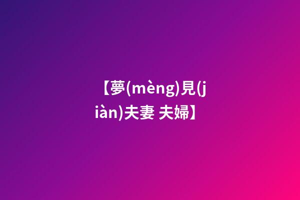 【夢(mèng)見(jiàn)夫妻 夫婦】